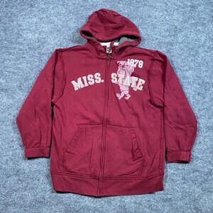 Spike Sports Mens Mississippi State Bulldogs Zip Hoodie Maroon Cotton Large